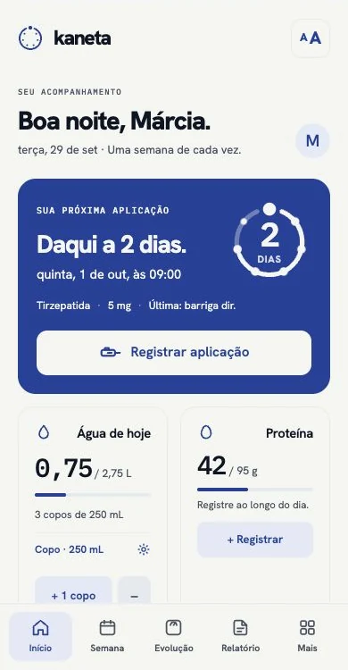 Tela inicial do app Kaneta com o botão Registrar aplicação.